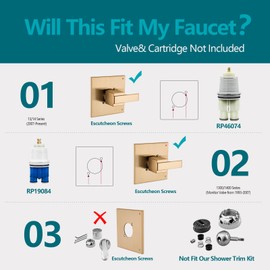 Ultrimkit Shower Trim Kit Compatible with 13/14 Series, Shower Cover Plate with Handle Fit Champagne Gold, Shower Cover Plate with Handle (Valve& Catridge Not Inclued)