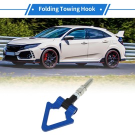 VekAuto Front/Rear Triangle Tow Hooks, Bumper Screw-on Tow Hook for European Car Folding Racing Trailer Hook Aluminum Alloy Iron Blue