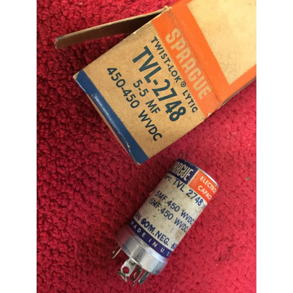TVL-2748 SPRAGUE TWIST-LOK 5-5 MF 450-450 WVDC CAPACITOR NOS