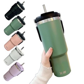 KONARO Tumbler, 30.4 fl oz (900 ml), Large Capacity, Water Bottle, Includes Straw, Water Bottle, With Lid, Vacuum Insulated, Heat Insulated, Cold Insulated, Stainless Steel Bottle, Wide Mouth, Direct