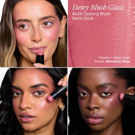 Nudestix Nudies Bloom All Over Dewy Color – 3-in-1 Cream Blush Stick for Cheeks, Eyes & Lips with Built-In Brush Sheer, Glossy Finish Vegan, Long-Wear, Multi-Use Makeup (Bohemian Rose)
