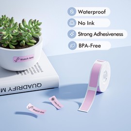 NIIMBOT Label Maker Tape for D11/D110/D101 Label Maker, 12 x 40 mm (0.47'' x 1.57'')-160 Tapes/Roll, Thermal Label Tape for Home Office Labeling Tape Replacement, Pink