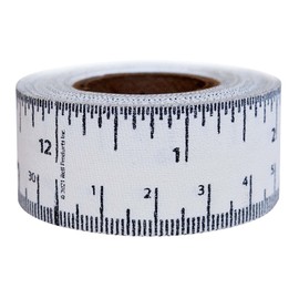 ChromaLabel 1 Inch Cloth Ruler Tape, Repeating 12 Inch Ruler Imperial & Metric Measurements Imprint, 7 Yard Roll, White