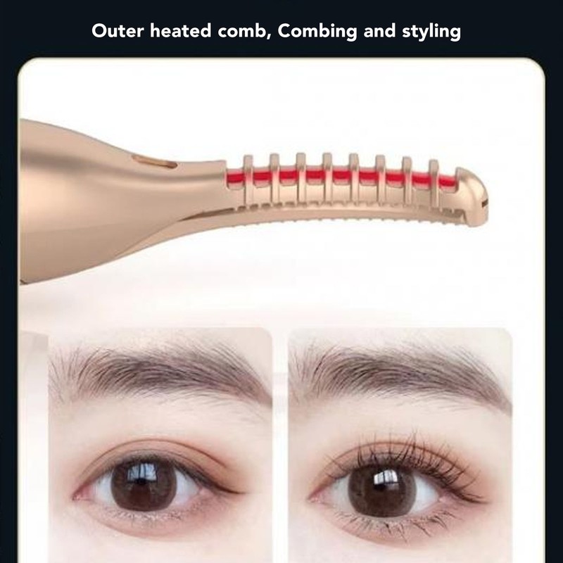 2 in 1 Heated Eyelash Curler Eyebrow Hair Remover Double