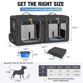 Lekereise 2-in-1 Cat Travel Carrier with Litter Box, (17.7" x2) x16.5"x13" Large Cat Carrier with Zipper Locks for Moving Across The Country (No Hammock) - Black