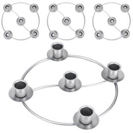 LemonRoad 4 Pcs Christmas Advent Wreath Ring 5 Candle Holder Sliver Round Shape Advent Ring Candle Holder Metal Table Decoration for Taper Xmas Festival Home Centerpiece Decor
