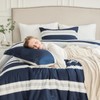 Uniclinens Navy Striped Comforter Set Queen - Fluffy Lightweight Quilted
