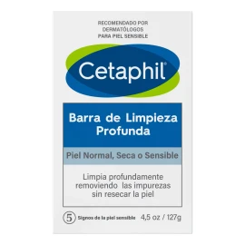 Cetaphil Barra de Limpieza Profunda 127g – Elimina impurezas sin resecar | Ideal para piel sensible 