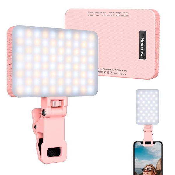 Newmowa Newmowa Pink Rechargeable Selfie Light - Portable Clip-on Video