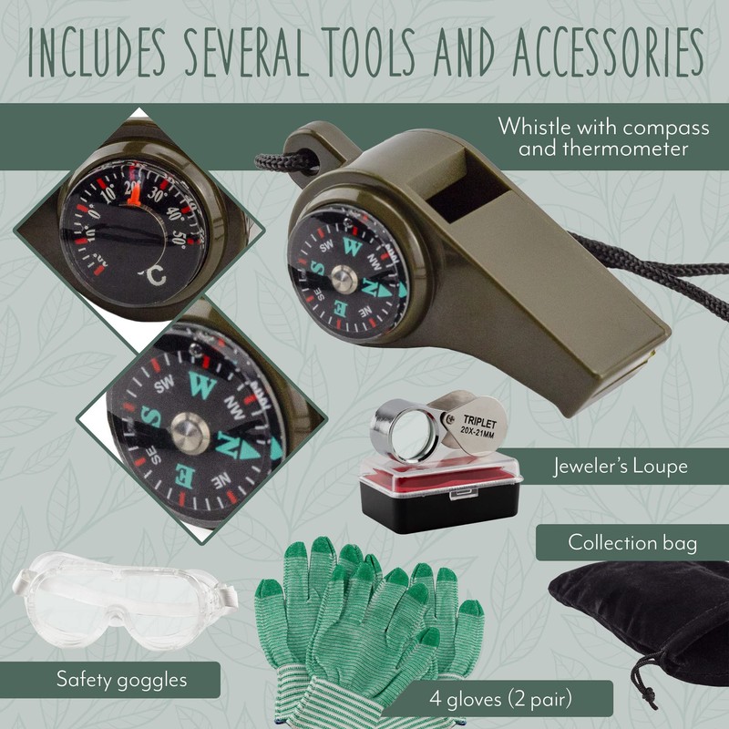 Esterno Rockhound & Rock Mining Kit (Deluxe 15-Piece Set); Rockhound