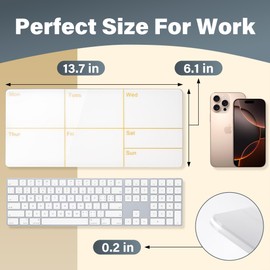 Desktop Acrylic Whiteboard with Wood Stand, Weekly Reusable Planner White Board 13.7x6.1, Double-Sided Dry Erase Calendar to Do List Board for Home Office School, Marker & Eraser Included