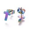 Unbranded Stainless Steel Set Pendant Necklace Stud Earrings Back Cross