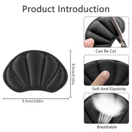 Senshuomy Anti-Slip Heel Grips,Heel Pads,Thick Liners & Fillers for Half-Size Too Big or Loose Shoes and Guard Skin(8 PCs/Black)
