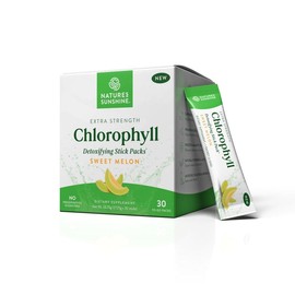 Nature's Sunshine Extra Strength Chlorophyll Stick Packs – Sweet Melon Flavor, Sugar-Free | Daily Detox, Reduce Bloating, Boost Energy, Support Skin & Digestion
