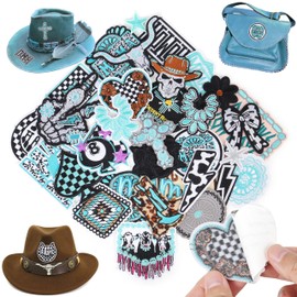 Patches Self-Adhesive Southwestern Embroidered for Hats: KINGSOW 32PCS Western Stick on Patch for DIY Accessories - Cool Sew On Embroidery Patches for Backpacks Caps Jackets Shirts