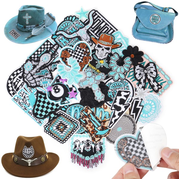 Patches Self-Adhesive Southwestern Embroidered for Hats: KINGSOW 32PCS Western Stick
