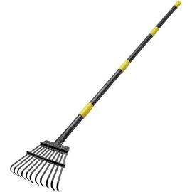 Garden Rake for Leaves Sturdy Metal Small Yard Leaf Rakes for Lawns 60” Length 8.5 Inch Width 11 Tines for Women Men Kids Lightweight with Non-Slip Comfortable Smooth Long Handle