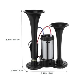 GRIRIW Loud Air Horn Kit for Pickup Trucks Electric Train Horn 600db Dual Trumpets Durable Metal Quick Installation Universal Vehicle Compatibility