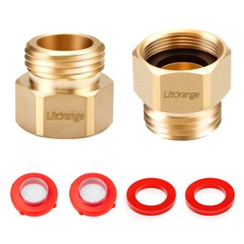 Litorange 2 Pack Lead-Free Hose Bib Adapter, 1-1/16" Fine Thread Female x 3/4 GHT Male Backflow Preventer Adapter with Washers for U.S. Standard Arrowhead Hose Bibs & Vacuum Breaker Faucet Fitting