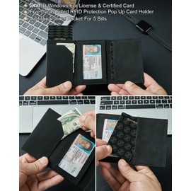 ZOVYRON Mens Wallet Smart Pop Up Wallet Slim Minimalist RFID Front Pocket Wallet with ID Window Metal Money Card Holder