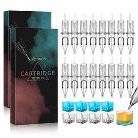 ATOMUS 20pcs Tattoo Patrone Nadeln 5pcs 1003RL 5RL 7RL 9RL Tattoo Nadeln für Tattoo Gun Stift Liner Muster mit 20pcs Einweg Tinte Tassen für Stift Rotary Machine Tattoo Supplies