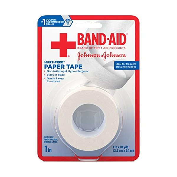 JOHNSON & JOHNSON BAND-AID First Aid Paper Tape 1 Inch X 10 Yards 10 Yards (Pack of 2)
