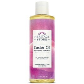 Heritage Store Castor Oil, Hexane Free, 100% Cold Pressed, Dermatologist tested and hypoallergenic, 237ml