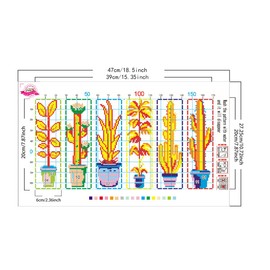 Zhenqing - Juego de 6 marcadores de punto de cruz botánico – Paño Aida de 11 quilates de 11 x 18.5 pulgadas, diseños preimpresos de plantas de 6 x 20 cm, hilo y agujas, marcadores florales para