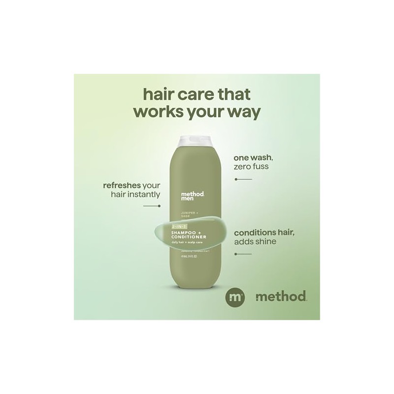 Method Men 2-in-1 Shampoo + Condtioner, Juniper + Sage, 14
