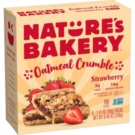 Nature’s Bakery Oatmeal Crumble Bars, Strawberry, Real Fruit, Vegan, Non-GMO, Breakfast Bar, 1 Box With 6 Bars, 6 Count
