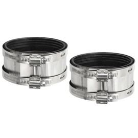 PATIKIL 4 Inch Flexible Pipe Coupling with Clamps, 2 Pcs 304 Stainless Steel No Hub Couplings Pipe Connector with Rubber Liner for PVC and Metal Pipes, Drain System