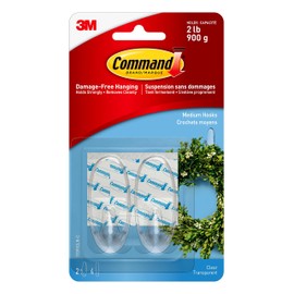 Command Clear Hooks, Medium, 2 Hooks 4 Medium Strips