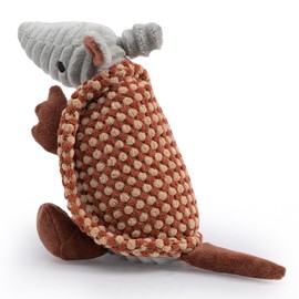 Hollypet Plush Dog Squeaky Toy Stuffed Armadillo Animal Pet Puppy Chew Toys with Clean Teeth for Small Medium Large All Breed Sizes Dogs, Burnt Orange and Light Yellow,8 in