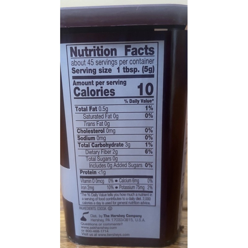 Hershey's Cocoa 100% CACAO Natural Unsweetened Powder 8 oz tub