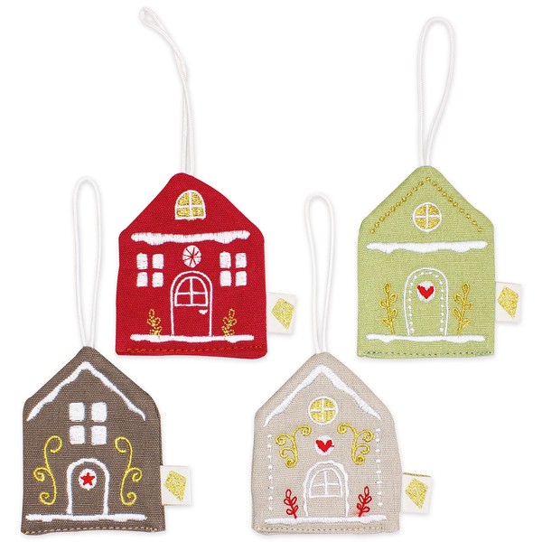 Papierdrachen 4 Fabric Pendants with Embroidery for the Christmas Tree