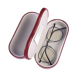 Green travel Double Glasses Case for 2 Glasses, Double-Sided Glasses Case, Hard Case, Portable Glasses Case, Red, Hard Shell Glasses Case for Men and Women, red