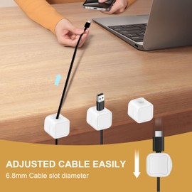 6 Pack Magnetic Cable Clip Cord Organizer Holder,Adhesive Cable Management, Wire Phone USB Charger Cable Holder Keeper Organizer for Car, Office Home Desktop, Wall, Nightstand,White
