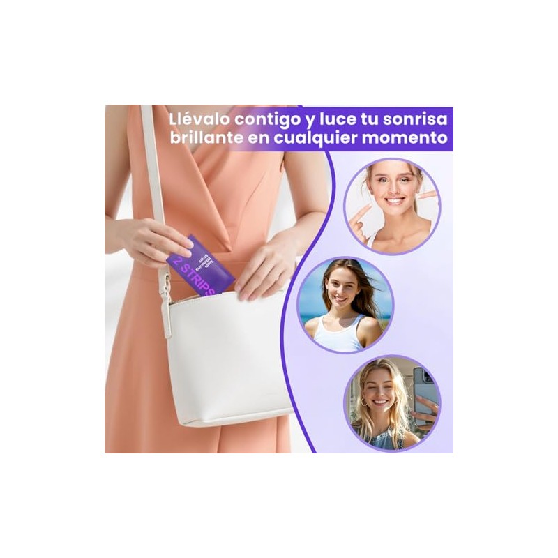 LUSCR Purple Teeth Whitening Strips, 7Pares-14 Tira Tiras Blanqueadoras De