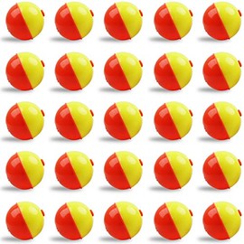 SILANON Fishing Bobbers Set,25-50pcs Snap-on Fishing Floats Bobbers Push Button Round Buoy Floats Bobber for Fishing Tackle Accessories Orange/Yellow