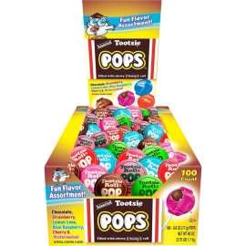 Tootsie Pop Lollipops Assorted Flavors, 0.6 oz, Assorted, 100-count