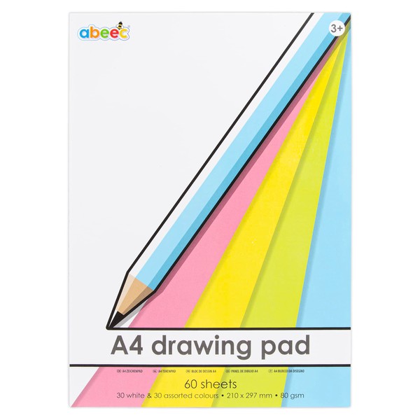 abeec A4 Paper Drawing Pad - 80 Sheet Sketchbook -