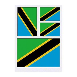 4 x 'Tanzania Flag' Temporary Tattoos - Water Resistant, Skin-Safe, Non-Toxic Transfers, Mixed Sizes (TO00015086)