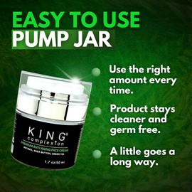 KING Complexion Black Mens Organic Anti Aging Face Cream - Christmas Gift for Men - Non Greasy - Easy Pump Jar - Won't Irritate - All Skin Types - Black Owned - Mens Face Moisturizer (1.7 oz)