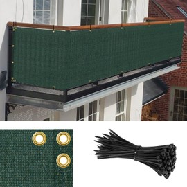 Goleray 3'x148' Green Balcony Privacy Screen Fence Outdoor Patio Mesh Shade Net Cover, UV Protection Shade Cloth Temporary Fencing for Apartment Railing Porch Deck