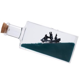 XEXBMNA Unsinkable Black Pearl Pirate Wavey Boat Toy Model Desk Acrylic Paperweight Liquid Wave Decorations for Car Cruise Ship in a Bottle Box Toys (B-Large)