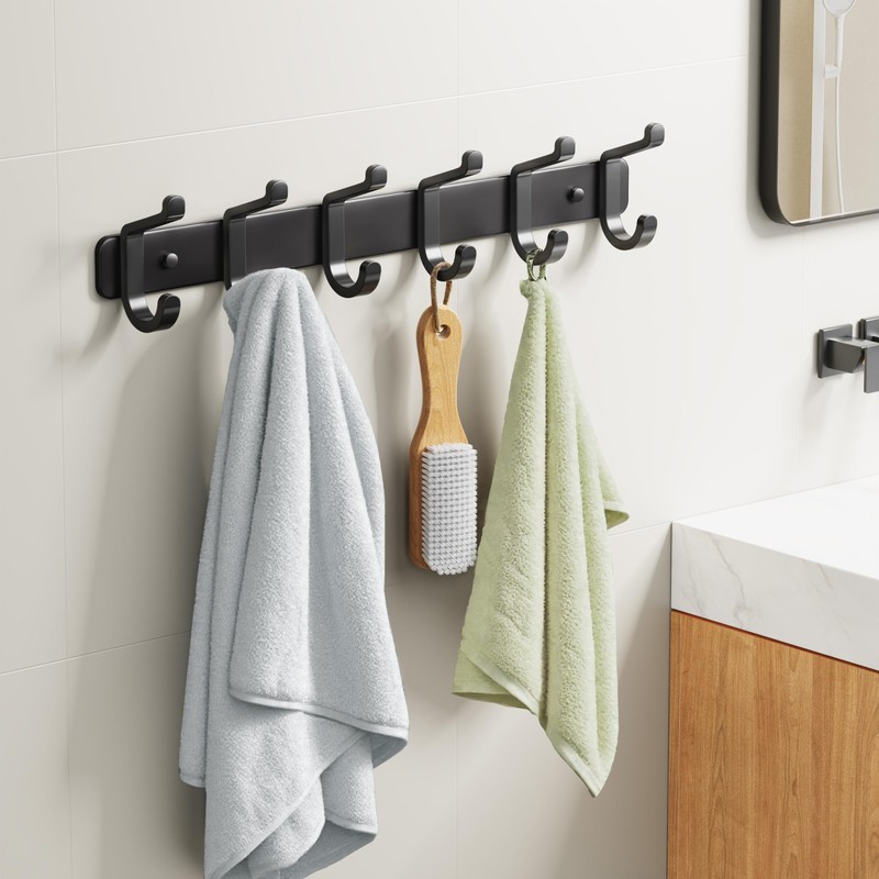 Coat Rack Wall Mounted Heavy-Duty: Metal Coat Hanger 6 Hooks