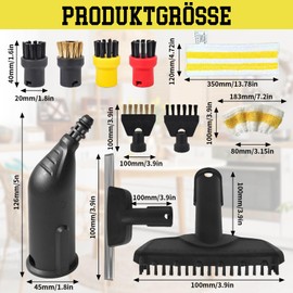 Bekasa14 Stück Dampfreiniger Zubehör für Kärcher SC1 SC2 SC3 SC4 SC5 SC7, 4 Rundbürste, 2 Fugenbürsten, Gebogene Düse,Handdampfbürste,Fensterabzieher, Mikrofasertuch, Dampfreiniger Ersatzteile