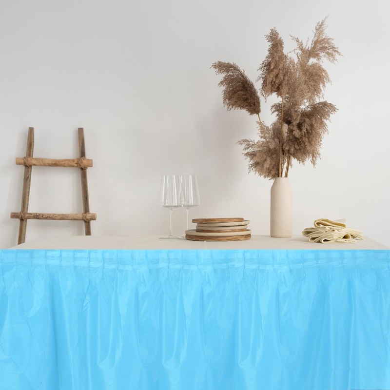 sourcing map 6 Pack Light Blue Plastic Table Skirts, 29