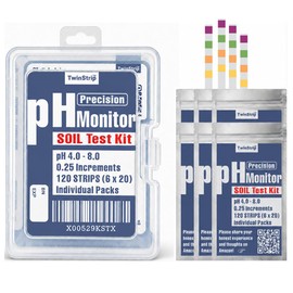 Kit de tiras reactivas pH suelo 4.0–8.0 | TwinStrip™ triple almohadilla (0.25) 120 tiras | Medidor para jardines, plantas, hortalizas y flores | Previ