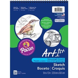 Artist's Sketch Book, Unruled, 80lb, 9 x 12, White, 30 Sheets, Sold as 1 Each